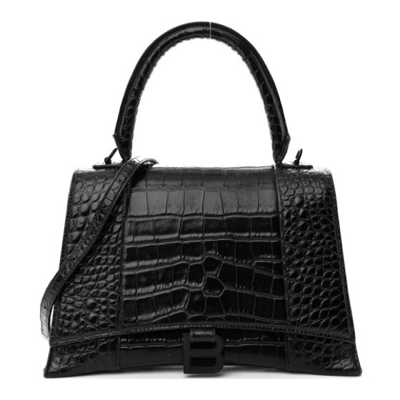 Balenciaga Handbags - Balenciaga Medium Hourglass Bag - Black Croc